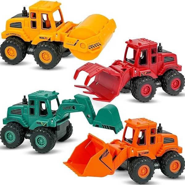 Beestech Construction Toys for 3 Years Old Boys Girls Kids, Friction Powered Construction Truck Toys Vehicles Sand Toys Trucks Excavator, Bulldozer, Road Roller (Colorful 4 Pack) - Product Image