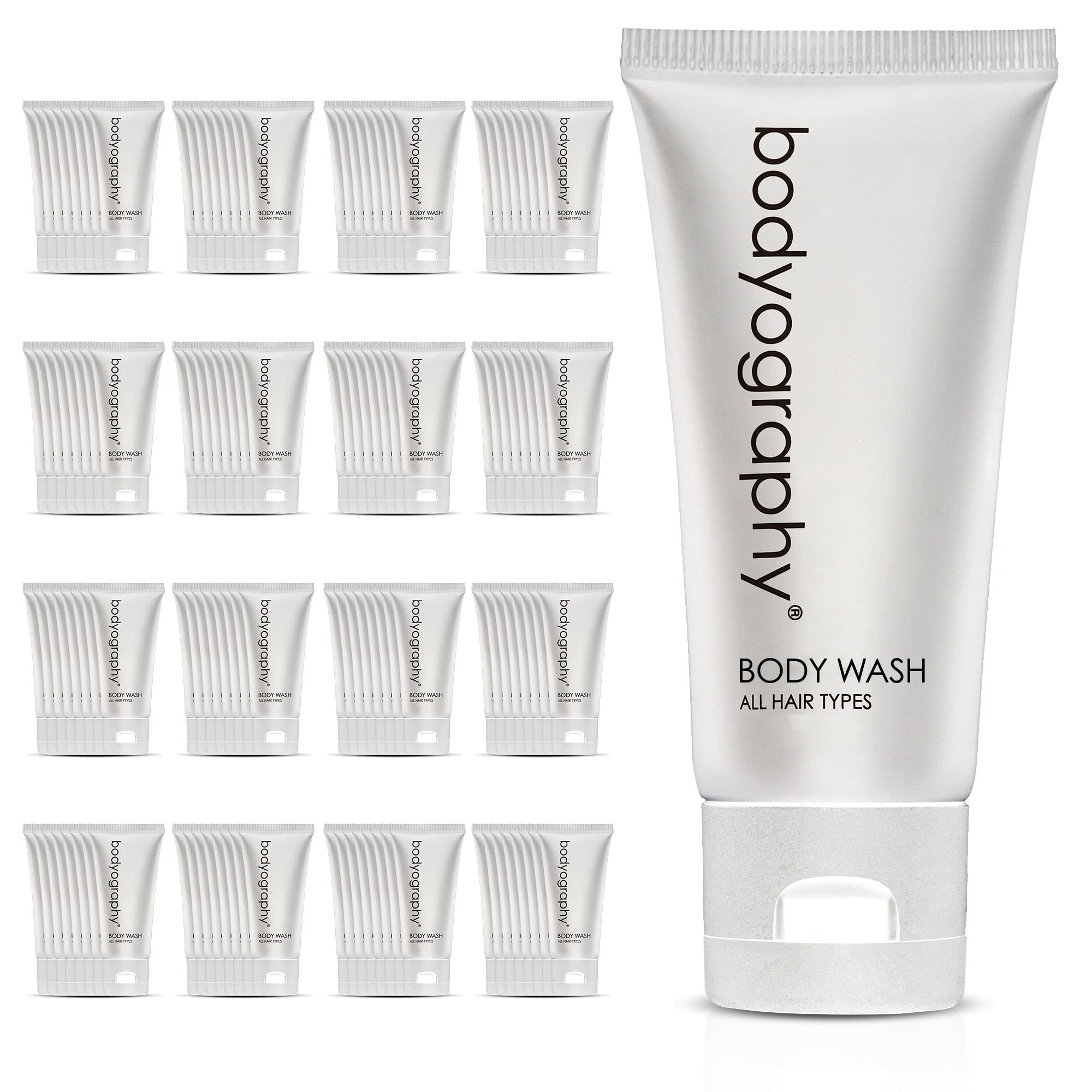 World Amenities - Bodyography blanc- Bulk Body Wash | 300 Count, 1.4oz | Vanilla White Tea, Mini Travel Size Toiletries (100% Recyclable Tube with Flip Top Cap) Hotel Amenities. - Product Image