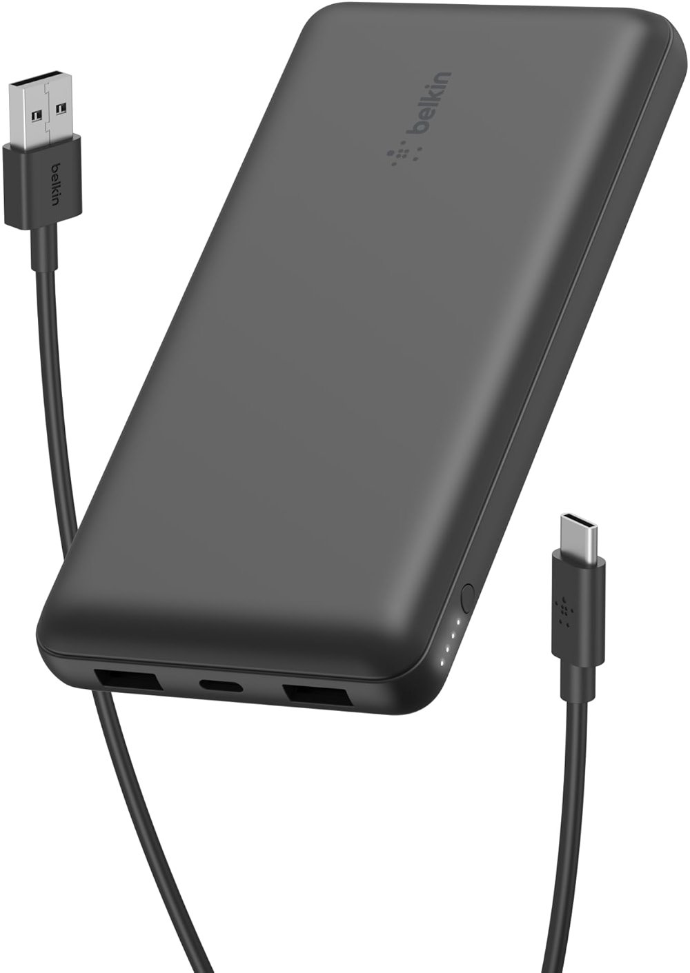 Belkin Portable Charger, USB-C Power Bank 20000 mAh w/ 2 USB-A Ports, 15W w/ Type-A to Type-C Cable - iPhone 17, Air, Pro, Pro Max, AirPods, Apple Watch, Samsung Galaxy S25, Google Pixel 10 - Black - Product Image