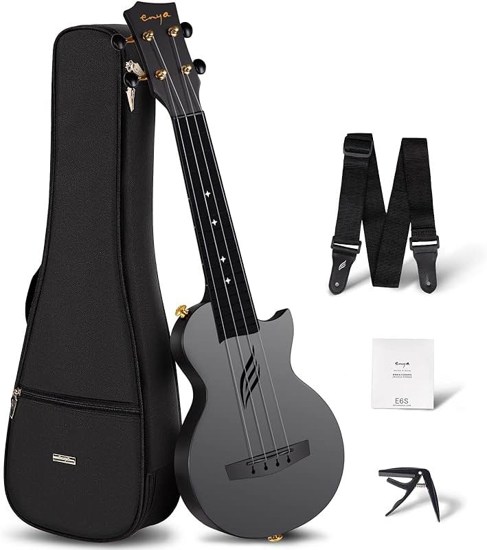 Enya Nova U Mini Soprano Ukulele 21” Carbon Fiber – Lightweight Waterproof Travel Ukulele for Beginners & Adult, Starter Kit Included (Case, Strap, Capo, Strings) - Product Image