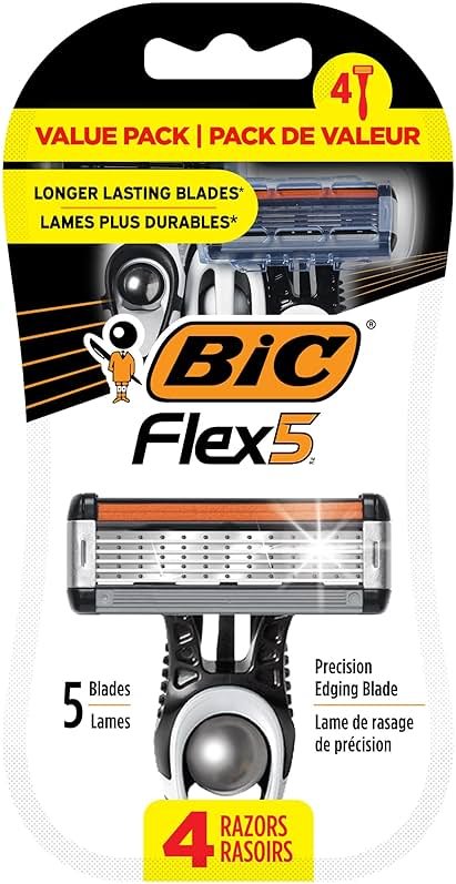 BIC Flex 5 Men's Disposable 5-Blade Razors, Pivoting Head and Precision Edging Blade, 4-Pack - Product Image