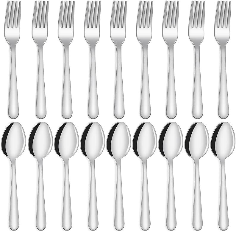 Unokit 24-Piece Spoons and Forks Set Silverware Set - Forks and Spoons Food Grade Stainless Steel Silverware for Home, Kitchen and Restaurant, 12-Fork and 12-Spoon, Mirror Polished&Dishwasher Safe - Product Image