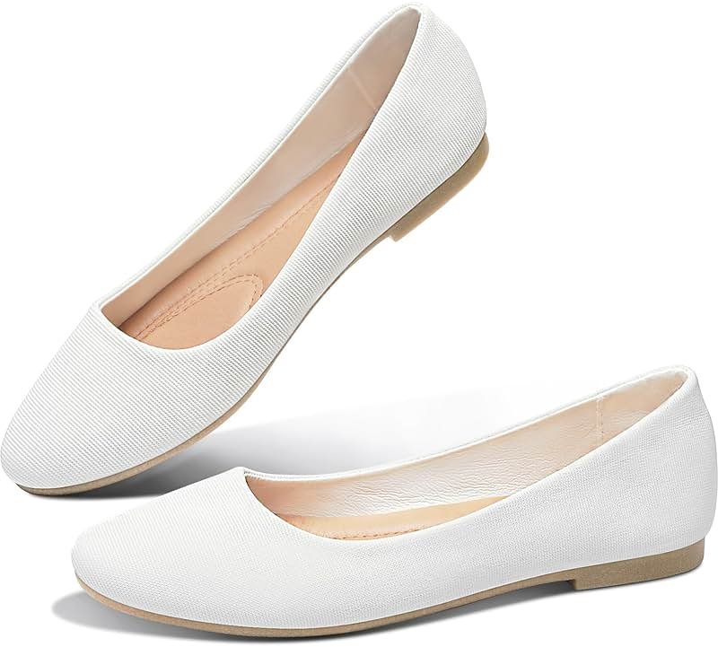 Obtaom Round Toe Women Flat Shoes Slip on Girls Dress Black Ballet Flats - Product Image