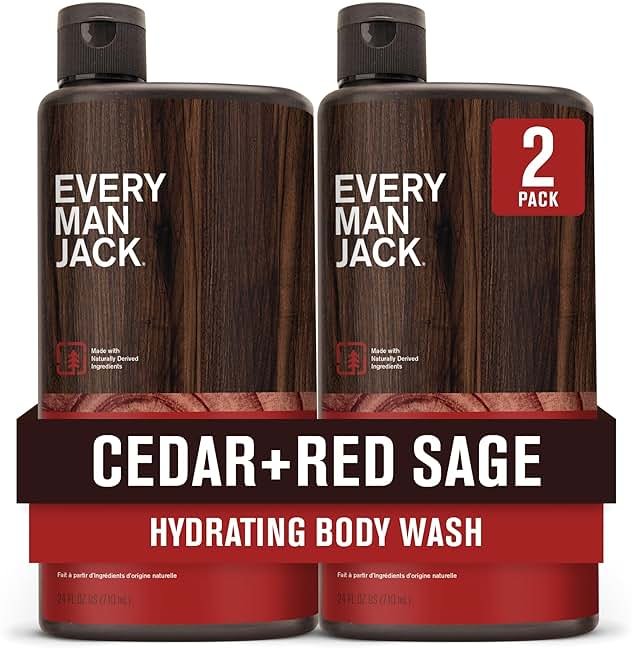 Every Man Jack Nourishing Cedar + Red Sage Mens Body Wash for All Skin Types - Naturally Derived Ingredients - Cleanse and Hydrate Skin with Coconut and Glycerin - 24oz 2 Bottles - Product Image