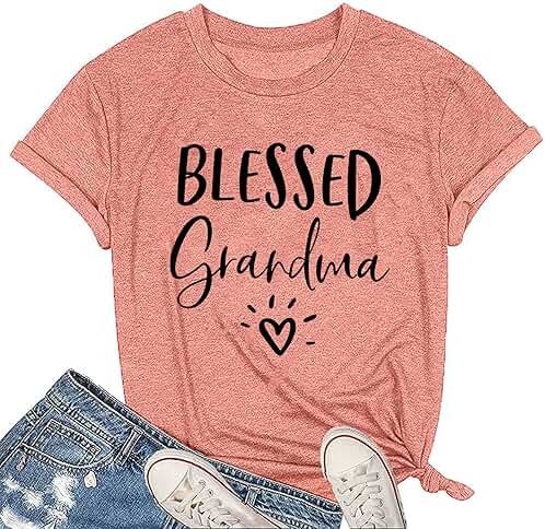 MAIHUN Blessed Grandma Shirt for Women Grandmother Heart Graphic Tees Grandma Gift T-Shirt Tops Green - Product Image