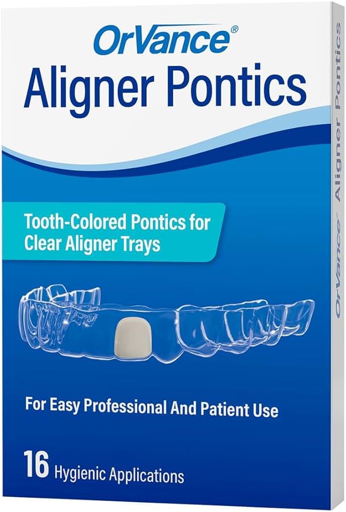 ORVANCE Aligner Pontics - Original (Medium) Shade (16 Count) | Temporary Tooth Replacement for Invisalign, Aligner Trays and Clear Retainers During Orthodontic Treatment - Product Image