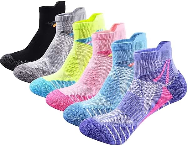 J.WMEET Womens Ankle Socks Athletic Cushioned Breathable Performance Sport Tab Cotton Quarter Women's Running Socks 6 Pack - Product Image