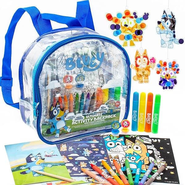 Horizon Group USA Bluey Ultimate Activity Backpack, 10+ Creative Projects in a Reusable Bag, Less-Mess Toddler Toys, Road Trip Essentials for Kids, Great Airplane Toy - Product Image