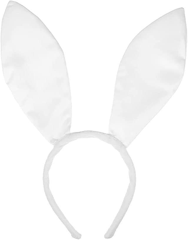 LKQBBSZ White Bunny Ears Cosplay Set for Easter, Cute Bunny Rabbit Ears Tail Bow Tie Halloween Costume Kit Halloween Party Accessories for Adult - Product Image