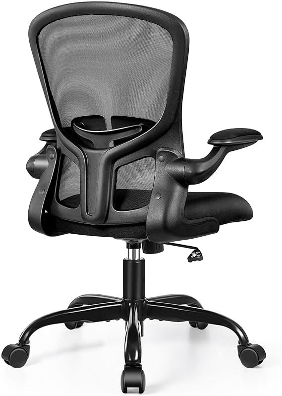 FelixKing Office Desk Chairs, Ergonomic PC Desk Chair with Wheels, Adjustable Lumbar Support and Height, Swivel Computer Chair with Flip-up Armrests, Ergo Mesh Backrest for Working (Black) - Product Image