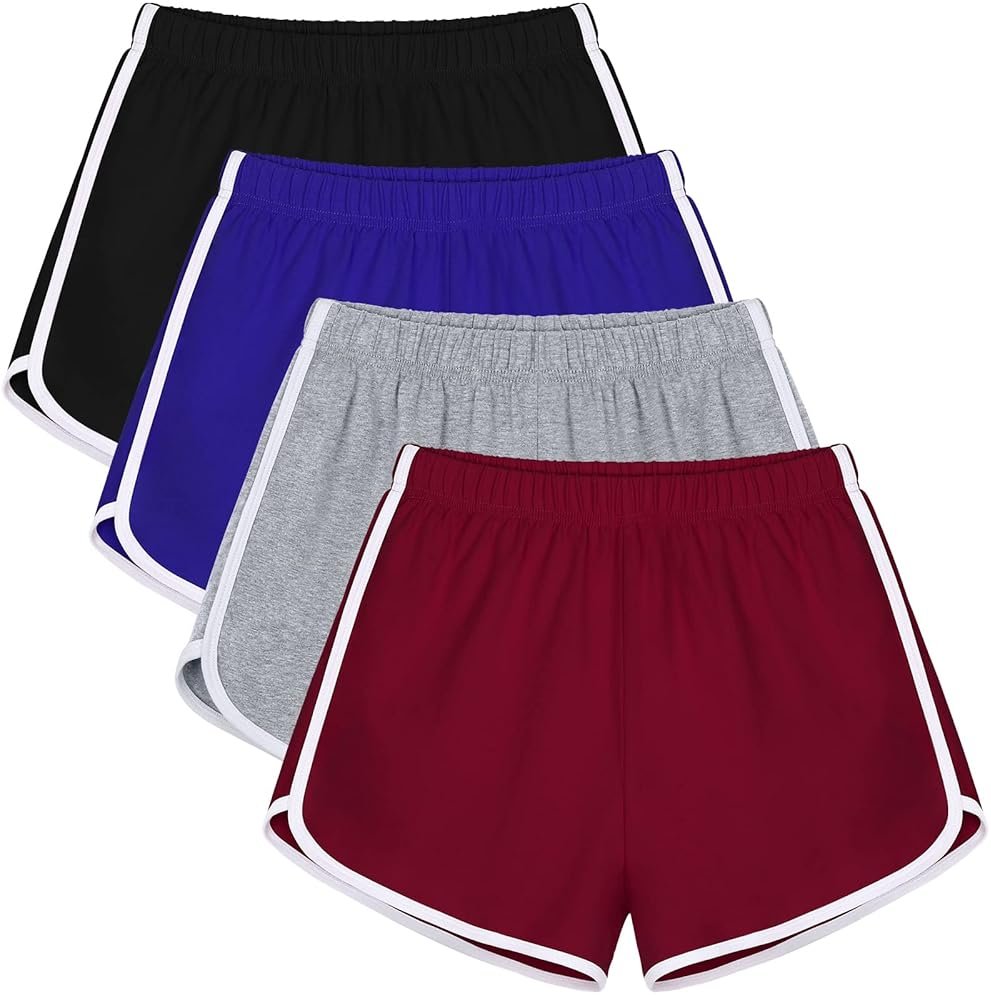URATOT 4 Pack Women's Cotton Dance Yoga Sports Short Summer Running Athletic Pant Waistband Loose Shorts for Women - Product Image
