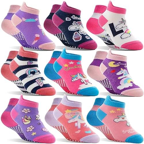 Welwoos Baby Girls Boys Toddlers Grips Socks Kids Non Slip Anti Skid Ankle Cotton No Show Socks with Grippers - Product Image