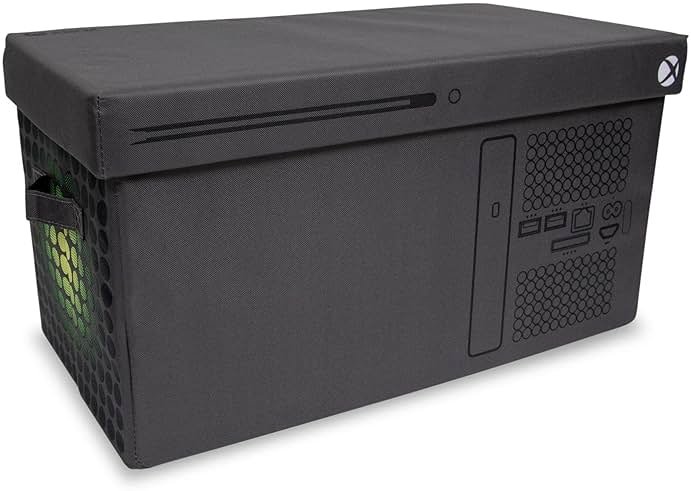 Ukonic Xbox Series X Logo Collapsible Storage Bin Chest with Lid | Fabric Basket Container with Handles, Cubby Cube Closet Organizer | Video Game Gifts And Collectibles | 24 x 12 Inches - Product Image