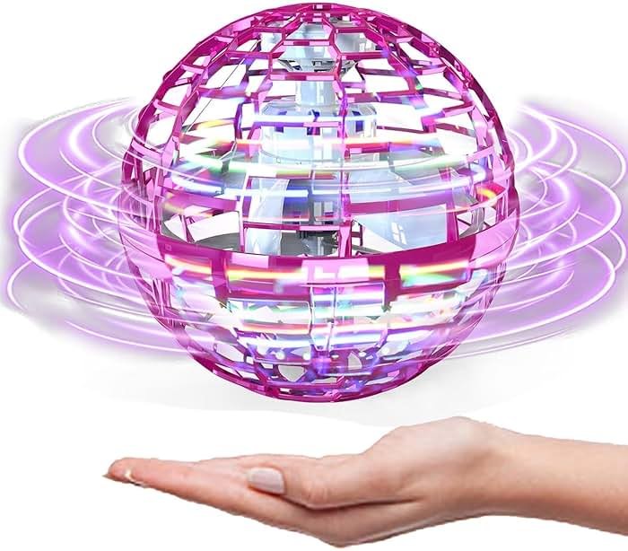 ATHLERIA Pink Flying Orb Ball Toys,Hand Operated Drones for Kids,Cool Gadgets Light Up Cosmic Globe Spinning Glow in The Dark,Christmas Birthday Gift Ideas Toys for Teen Girls Age 6 7 8 9 10+ - Product Image