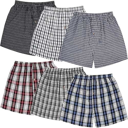 JupiterSecret Men's Woven Boxers Underwear Pack Cotton Boxer Shorts Assorted Colors - Product Image