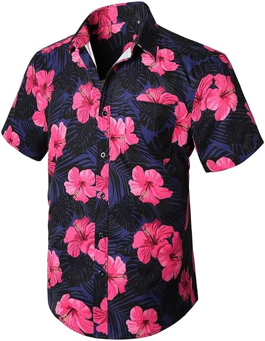 Men's Hawaiian Shirts Short Sleeve Casual Floral Button Down Tropical Shirt Summer Holiday Beach Aloha Hawaii Shirt - Product Image