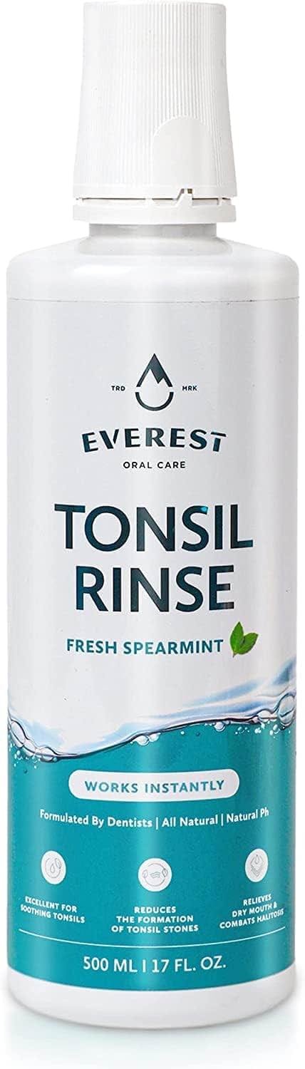 Everest Tonsil Stone Mouthwash, Natural Alcohol Free Oral Rinse for Bad Breath & Dry Mouth Relief, Spearmint, 17 fl oz - Product Image