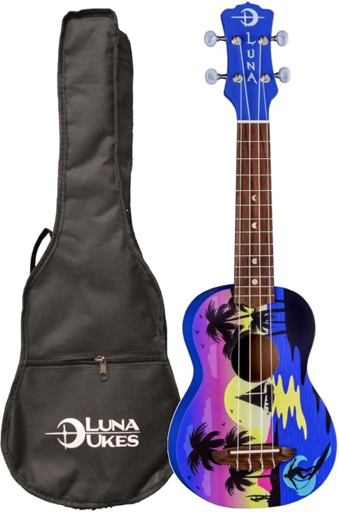 Luna Kauwela Summer Soprano Ukulele - Satin Custom Kauwela Summer Graphic - Product Image