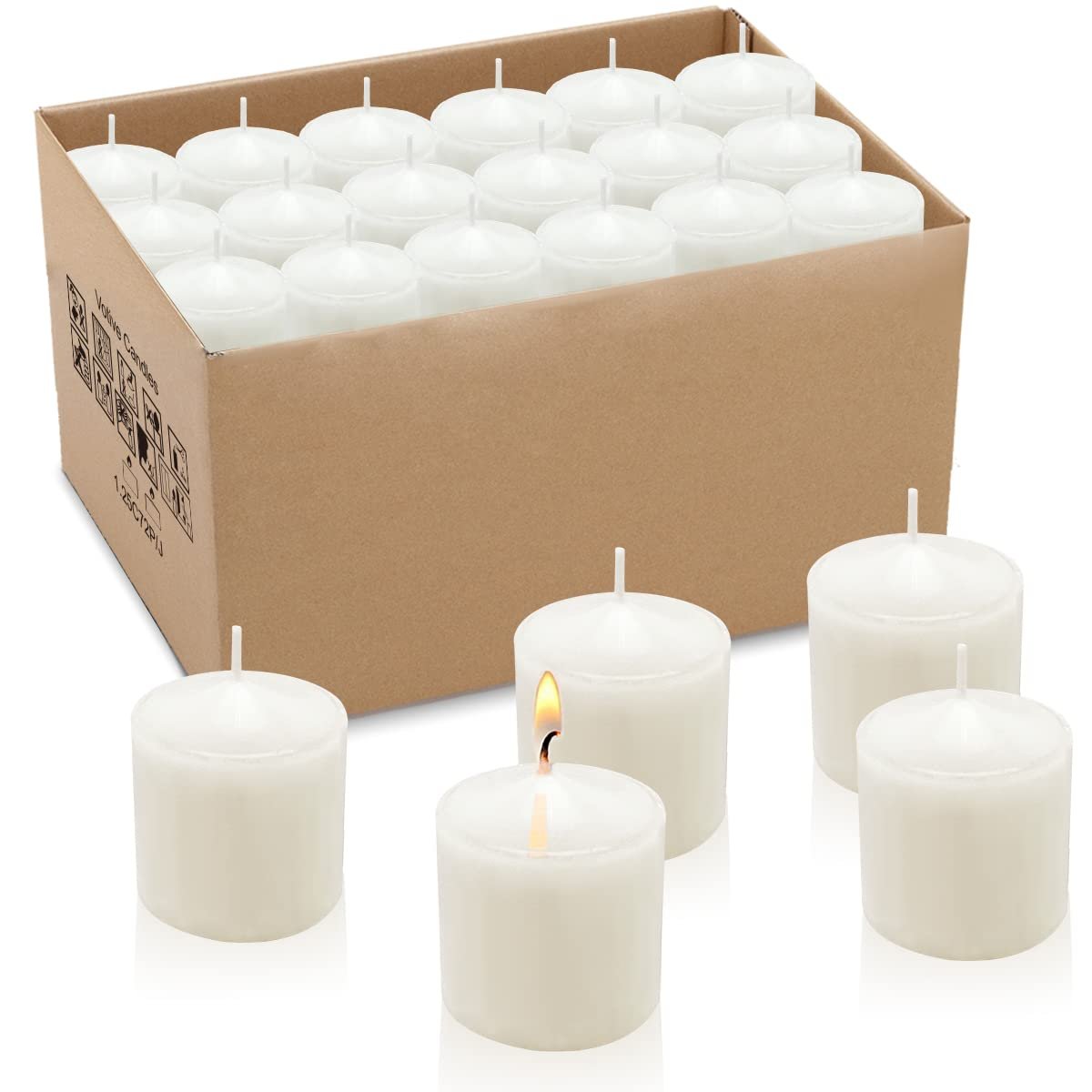 10 Hour White Votive Candles for Weddings Party Spa and Emergency, Set of 36 Unscented Bulk Candles for Restaurants and Home Decoration - Product Image