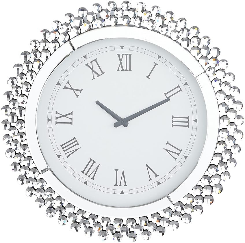 Deco 79 Glass Starburst Decorative Wall Clock Mirrored for Home and Room, 2" x 20" x 20", Silver - Product Image