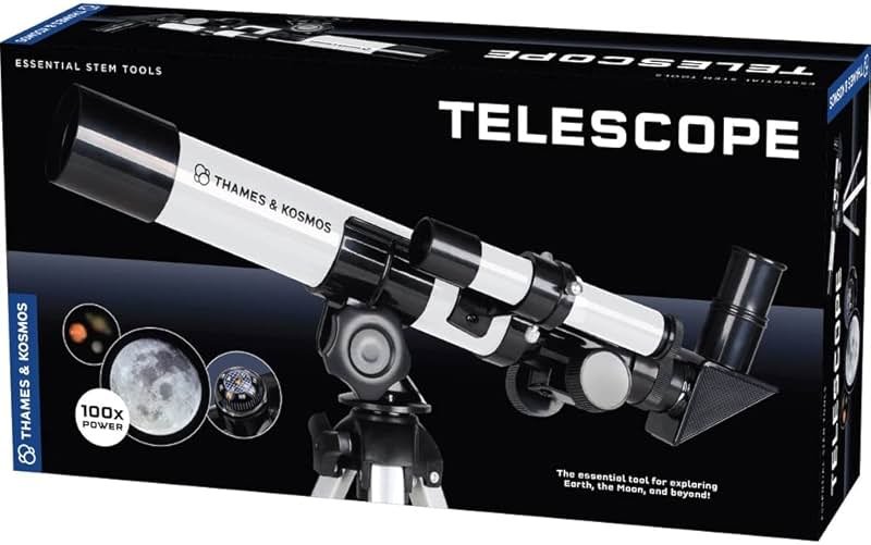The Thames & Kosmos Telescope Essential STEM Tool | Childrens Refractor Telescope with 100x Magnification & Built-in Compass | Classic Scientific Device for Astronomical & Terrestrial Observations - Product Image