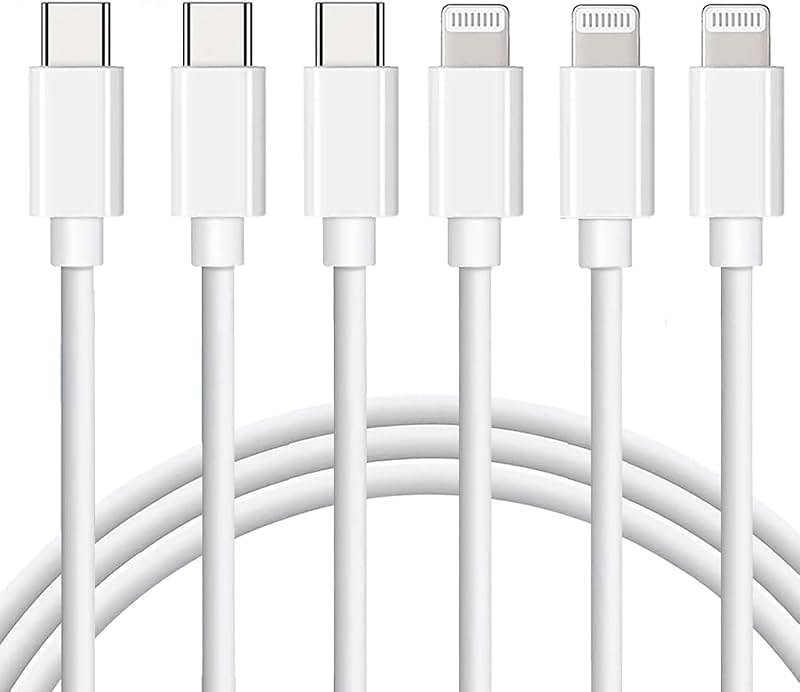 Mitesbony USB C to Lightning Cable [MFi Certified] 3Pack 6FT iPhone Charger Cord Power Delivery Type C Fast Charging Cord Compatible with iPhone 14 13 12 11 Pro Max XS Max XR X 8 iPad,White - Product Image