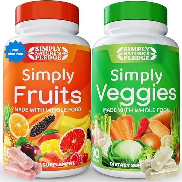 Simply Nature's Pledge - Packed with Over 40 Different Fruits & Vegetables - Made with Whole Food Superfoods - with High Beta Carotene – 100% Soy Free - 90 Count (Pack of 2) - Product Image