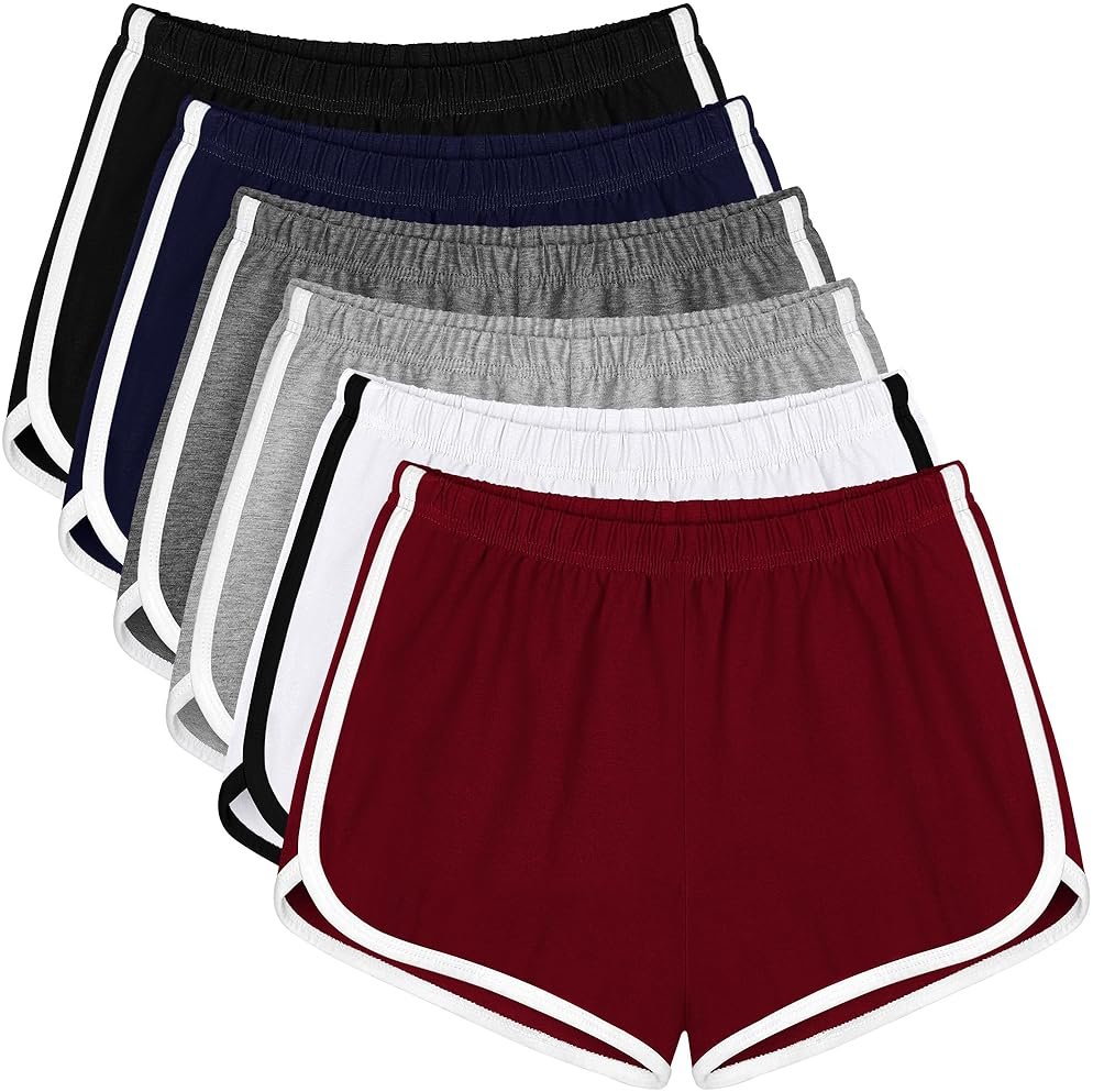Apoway 6 Packs Dance Shorts Women Cotton Waistband Summer Sports Yoga Shorts for Women - Product Image
