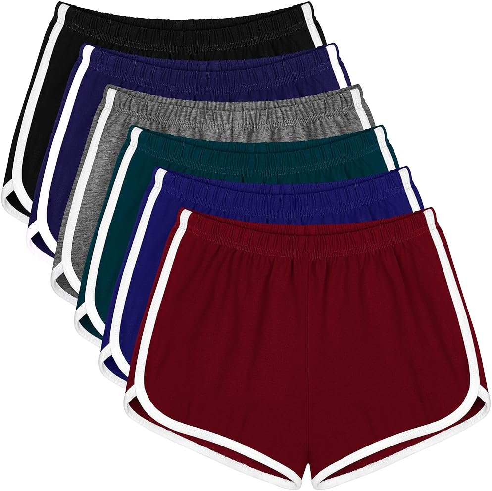 Apoway 6 Packs Dance Shorts Women Cotton Waistband Summer Sports Yoga Shorts for Women - Product Image