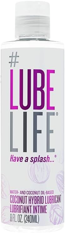 LUBELIFE Coconut Hybrid Lube –Water & Coconut Oil Personal Lubricant – Smooth, Skin-Safe Formula with Easy Clean for Privacy & Toys, 8 Fl Oz - Product Image