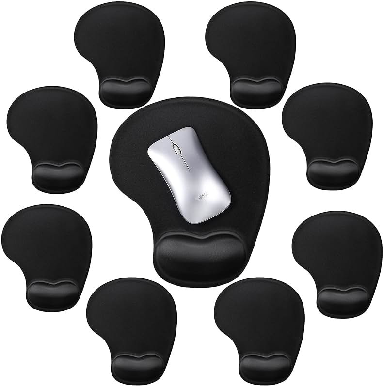 Flutesan 9 Pcs Ergonomic Mouse Pad with Wrist Rest Black Mouse Pads Memory Foam Non-Slip Mousepad Comfortable Computer Mousepad with PU Base for Pain Relief Computer Cafe Home Office Desk Accessories - Product Image