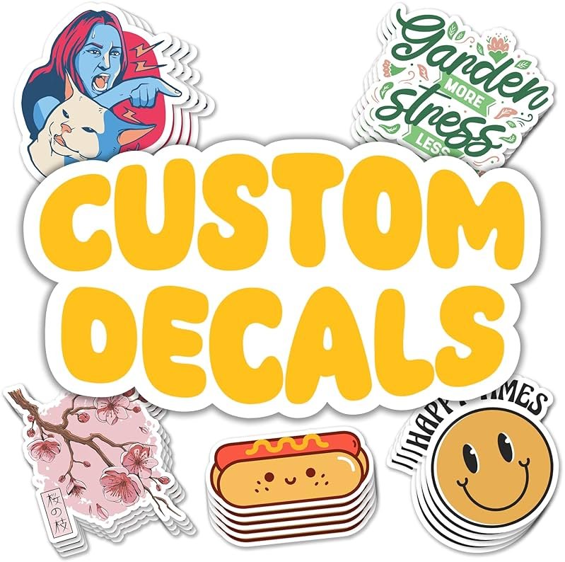 VulgrCo Custom Stickers Personalized, Set of 100 Individually Die Cut Personalized Stickers, Print Your Own Sticker, UV-Resistant Customized Sticker Labels for Jars, Laptops, Bottles & More - Product Image