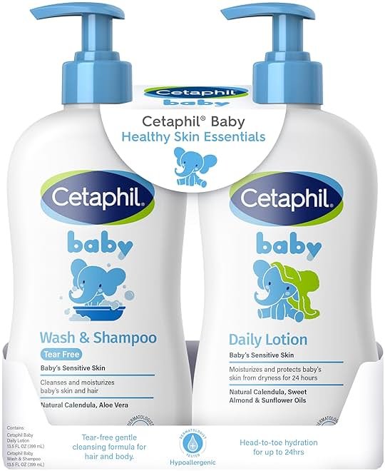 Cetaphil Baby Wash & Shampoo Plus Body Lotion, Healthy Skin Essentials, Head to Toe Hydration for up to 24 Hours, for Delicate, Sensitive Skin, 2-Pack,White - Product Image