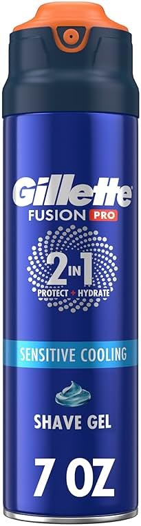 Gillette PRO Shaving Gel For Men Cools To Soothe Skin And Hydrates Facial Hair, 7oz, ProGlide Sensitive 2 in 1 Shave Gel - Product Image