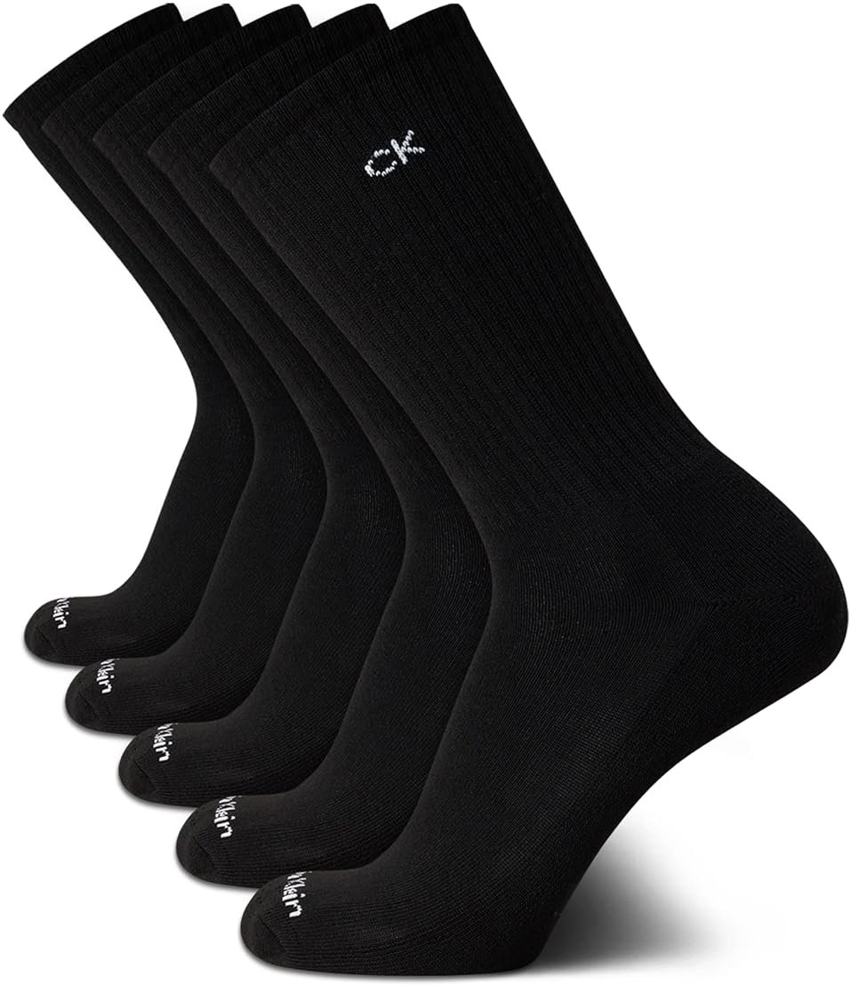 Calvin Klein Mens Crew Socks - 5 Pack Breathable Cushion Crew Athletic Mid-Calf Socks for Men for Running and Workout (7-12) - Product Image