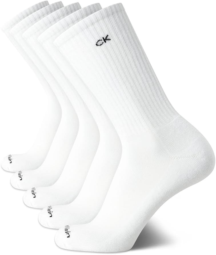 Calvin Klein Mens Crew Socks - 5 Pack Breathable Cushion Crew Athletic Mid-Calf Socks for Men for Running and Workout (7-12) - Product Image