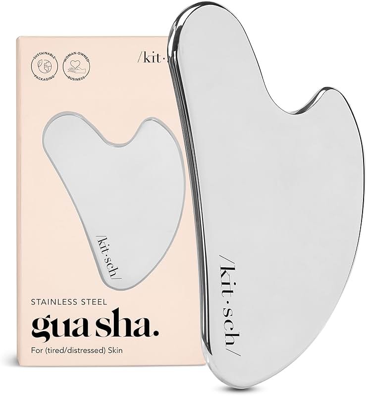 Kitsch Stainless Steel Gua Sha Facial Tools - Guasha Tool for Face, Face Sculpting Tool, Neck Massager, Double Chin Reducer Gua Sha Tools, Lymphatic Drainage Massager, Facial Skin Care - Silver - Product Image