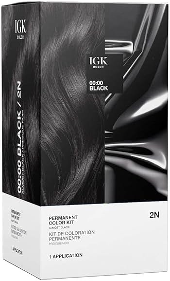 IGK Permanent Hair Dye Color Kit | 2N 00:00 - Black | 100% Gray Color Coverage | Ammonia Free - Product Image