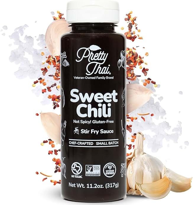 Pretty Thai Sauce, Gluten Free Certified Non-GMO Vegan Authentic Stir Fry, Dressing, Rice Seasoning, Condiment & Dipping Sauce, 100% Natural (Thai Sweet Chili) - Product Image