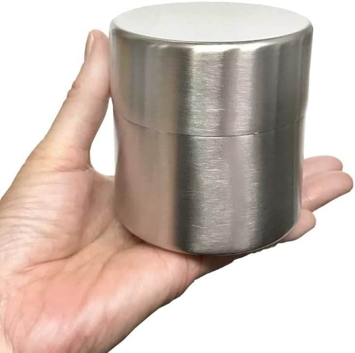 Tea sieve can stainless steel can for straining matcha tea strainer with bamboo spatula small size about 20g of matcha can be strained at once Made in Japan Japanese tea utansils - Product Image