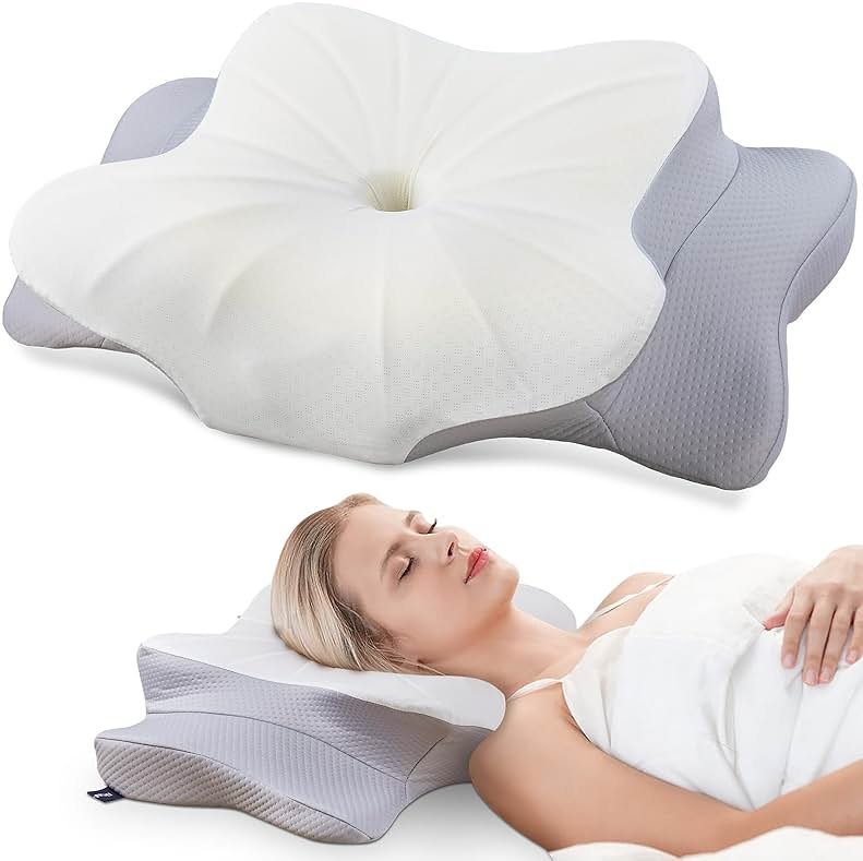 DONAMA Cervical Pillow for Neck and Shoulder,Contour Memory Foam Pillow,Ergonomic Neck Support Pillow for Side Back Stomach Sleepers with Pillowcase - Product Image