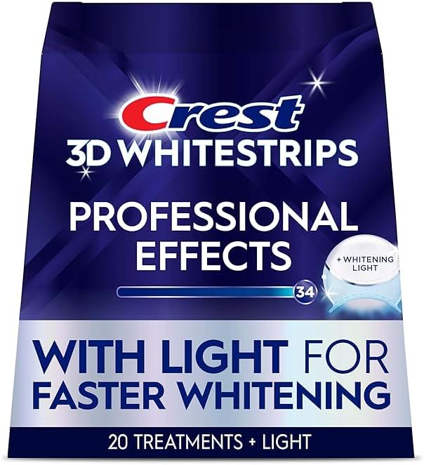 Crest 3D Whitestrips Professional Effects + LED Light – Teeth Whitening Kit, 1 Light + 20 Treatments, Each with 1 Upper/1Lower, 40 Strips – Crest 3DWhite Teeth Whitening Strips - Product Image