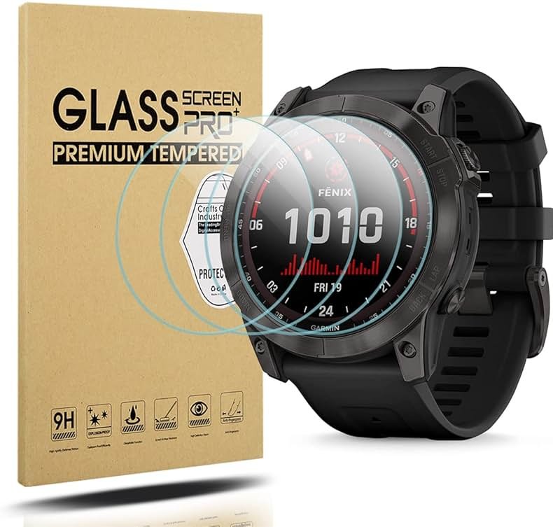 Suoman 4-Pack Screen Protector for Garmin Fenix 8 51mm/ for Garmin Fenix 7X 51mm, [Anti-Scratch] 2.5D 9H Hardness Ultra-Thin Tempered Glass Screen Protective Film - Product Image