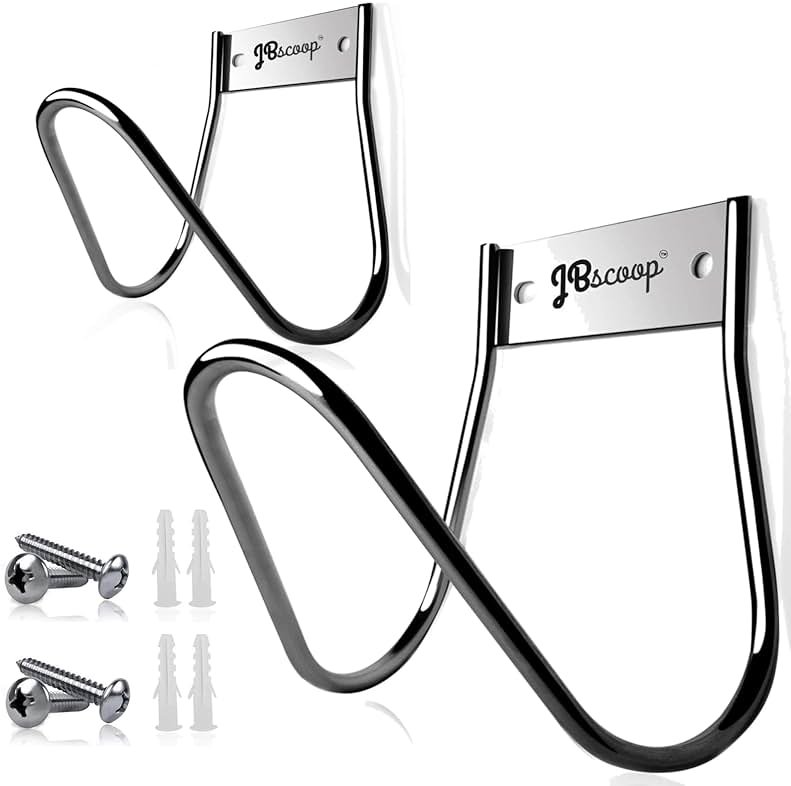 JBscoop Garden Hose Holder Stainless Steel Small Wall Mount Garden Hose Hook, Ideal for Water, Air, Hydraulic Hose, Ropes, Extension Cords Heavy Duty & Rust Proof Set of 2 - Product Image