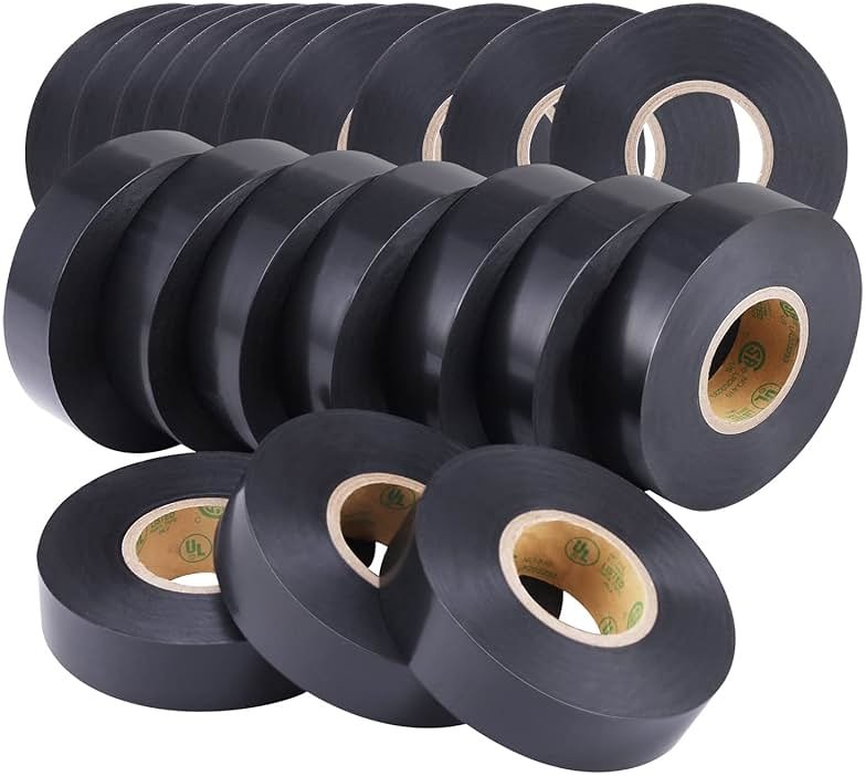 Lichamp 20-Pack Black Electrical Tape Waterproof, 3/4 in x 66ft, Industrial Grade UL/CSA Listed High Temp Electrical Tape Electric Super Vinyl - Product Image