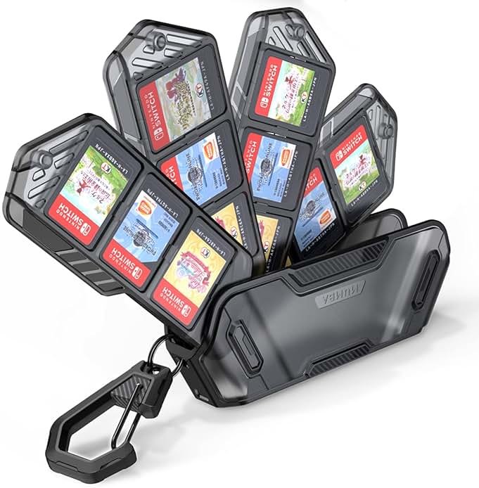 Mumba Pop-Up Game Card Case for Nintendo Switch 2/OLED/Switch 1/Lite, 12 Game Holder Cartridge Case , Push-to-Open 4-Row Display, Portable Protective Hard Shell, Mini Console Decor (Black) - Product Image