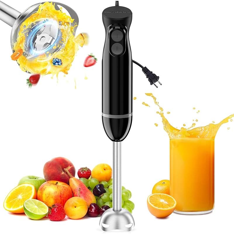 Bonsenkitchen Hand Blender, Immersion Blender with 2 Mixing Speed, Electric Handheld Mixer Portable Stick Mixer with Stainless Steel Blades for Soup, Smoothie, Puree, Baby Food - Product Image