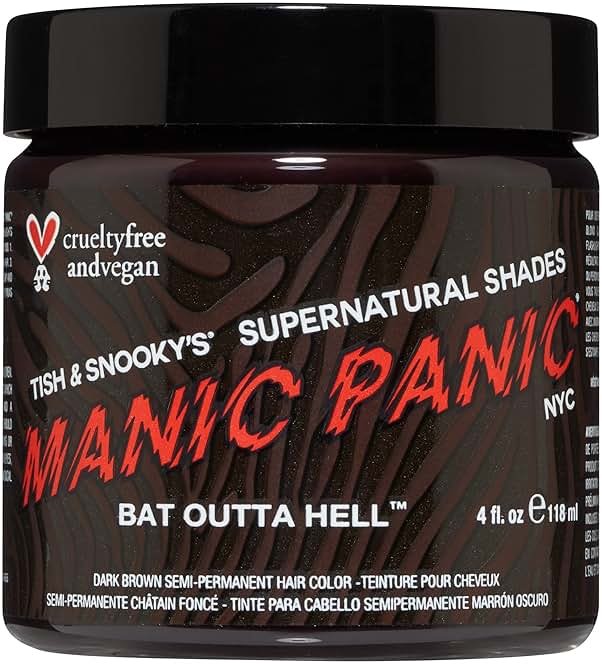 MANIC PANIC Bat Outta Hell Dark Brown Hair Dye - Supernatural - Semi Permanent Dark Espresso Brown Hair Color For Women And Men - Vegan, PPD & Ammonia Free (4oz) - Product Image