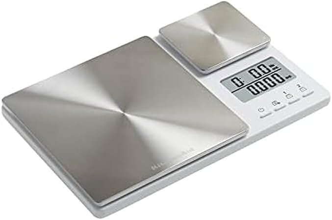 KitchenAid KQ909 Dual Platform Digital Kitchen and Food Scale, 11 Pound Capacity and Precision 16oz Capacity, White with Stainless Steel - Product Image