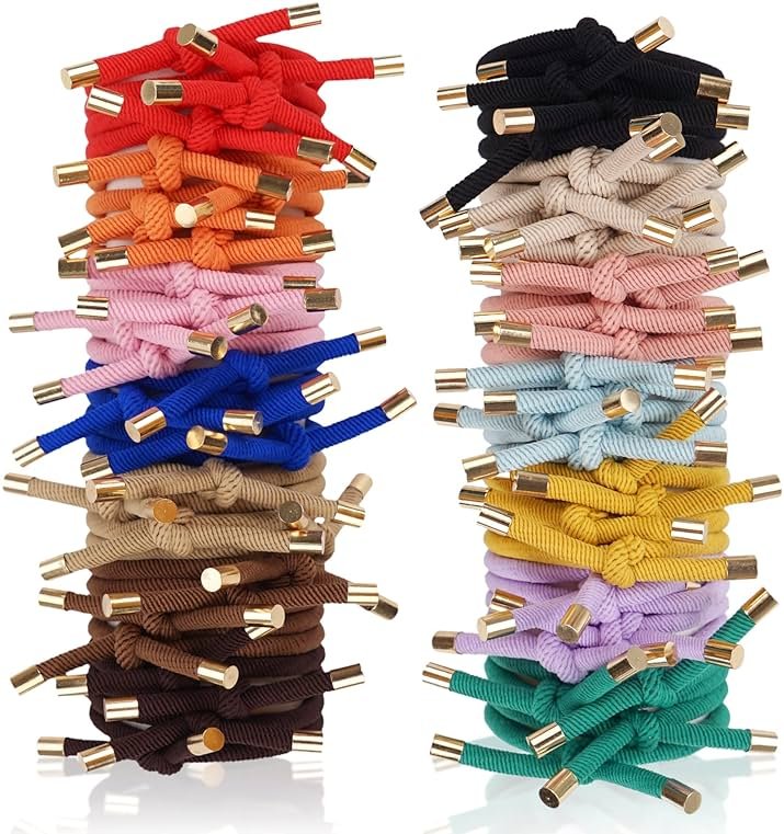 56 Pieces Hair Tie Elastics Knotted Hair Ties Ponytail Holders for Women for Women Girls, 14 Colors - Product Image